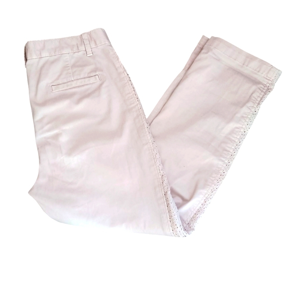 GAP Women's Soft Pink Cropped/Ankle Pants With Eyelet Tuxedo Stripe Size 8